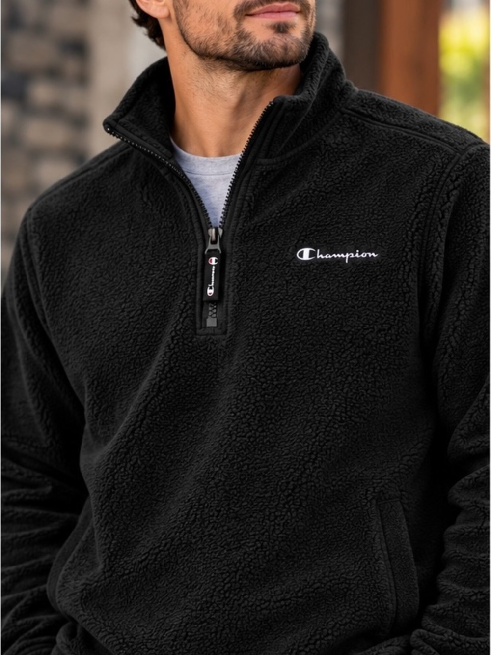 NWT Champion Men’s Micro Fleece 1/4 Zip Pullover Black XL